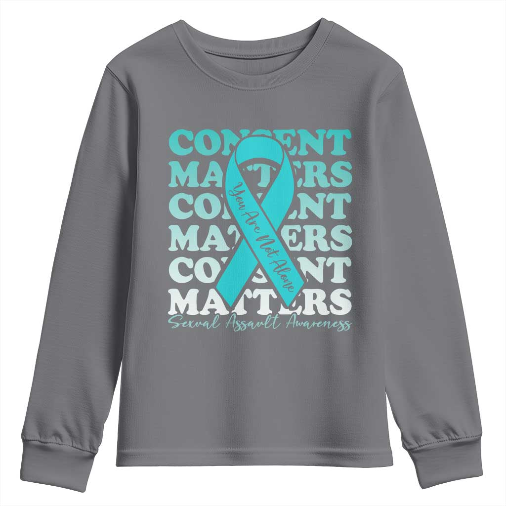 Sexual Assault Prevention Support Youth Sweatshirt Teal Ribbon Consent Matters You Are Not Alone