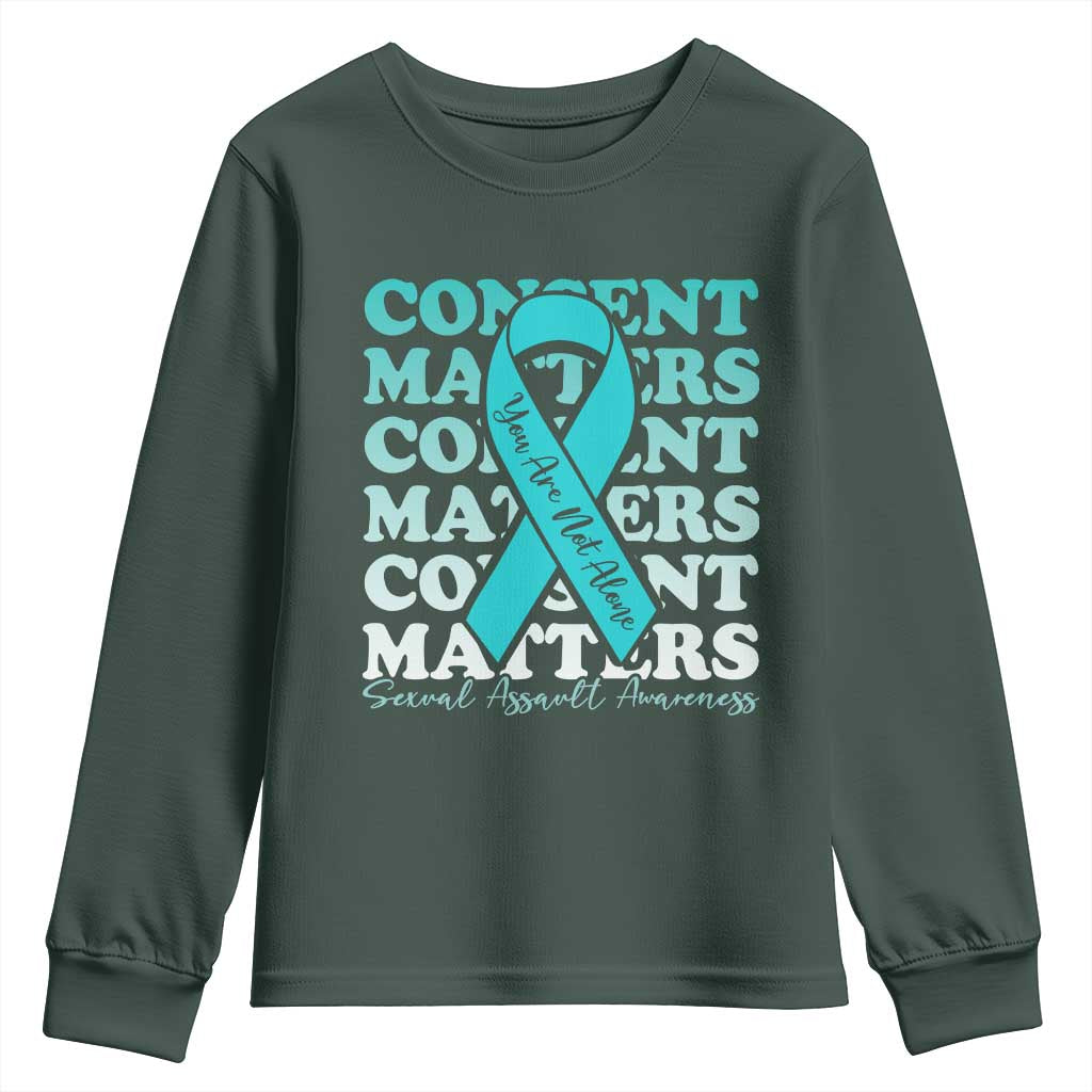 Sexual Assault Prevention Support Youth Sweatshirt Teal Ribbon Consent Matters You Are Not Alone