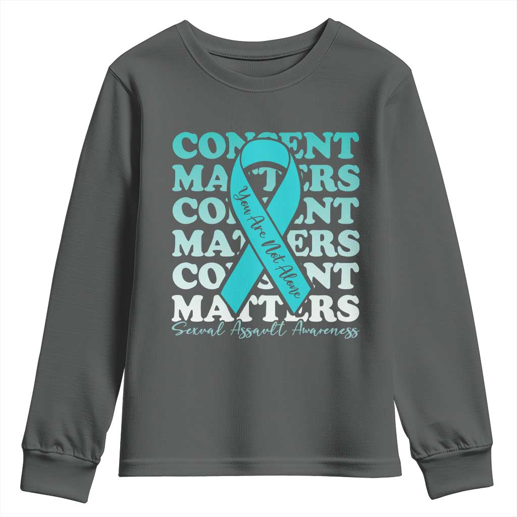 Sexual Assault Prevention Support Youth Sweatshirt Teal Ribbon Consent Matters You Are Not Alone