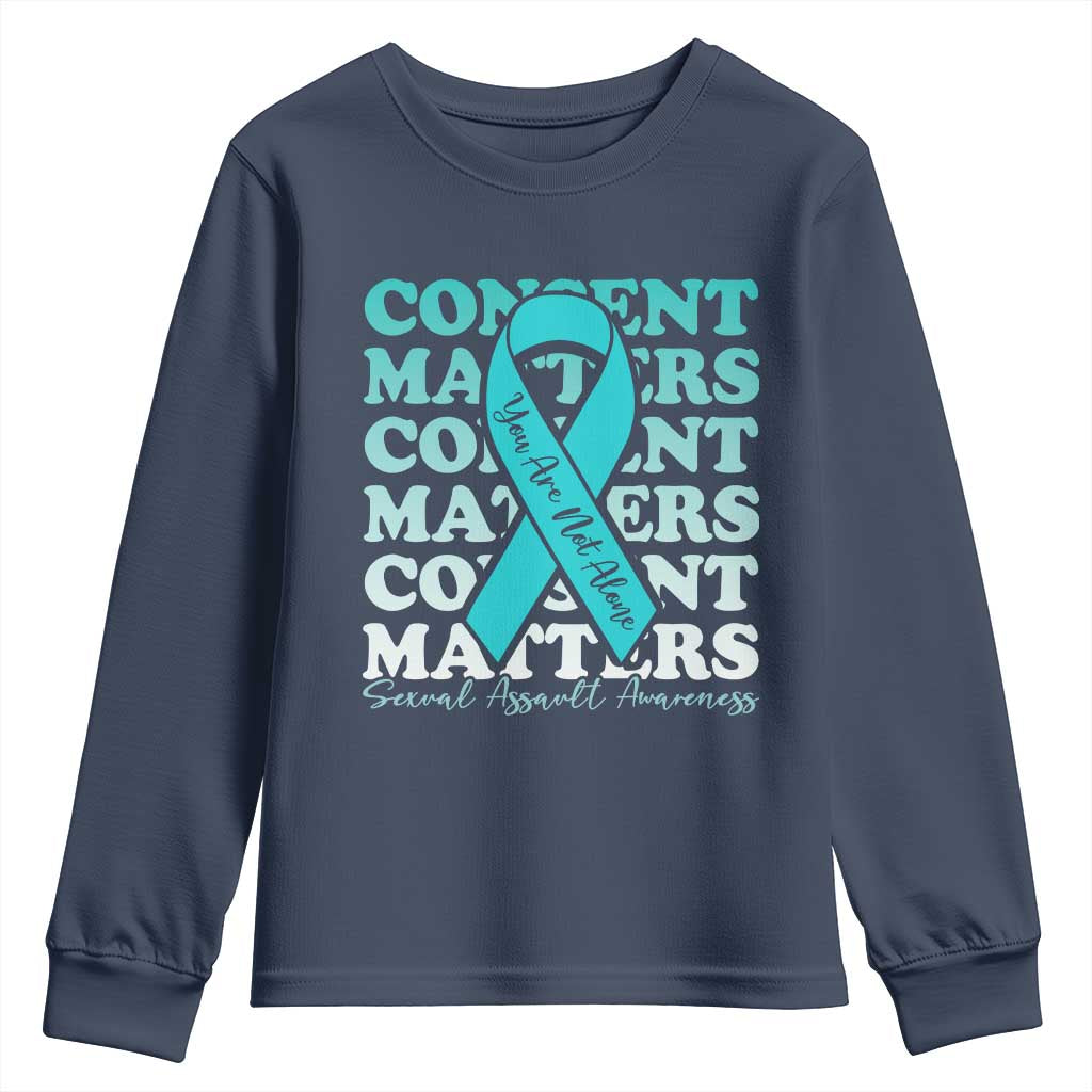 Sexual Assault Prevention Support Youth Sweatshirt Teal Ribbon Consent Matters You Are Not Alone