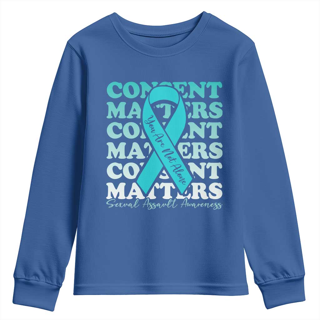 Sexual Assault Prevention Support Youth Sweatshirt Teal Ribbon Consent Matters You Are Not Alone