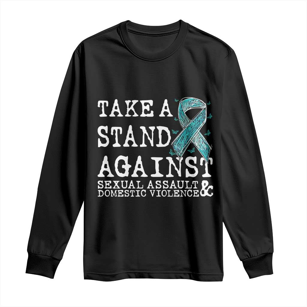 Sexual Assault Prevention Support Long Sleeve Shirt Stand Against Sexual Assault & Domestic Violence