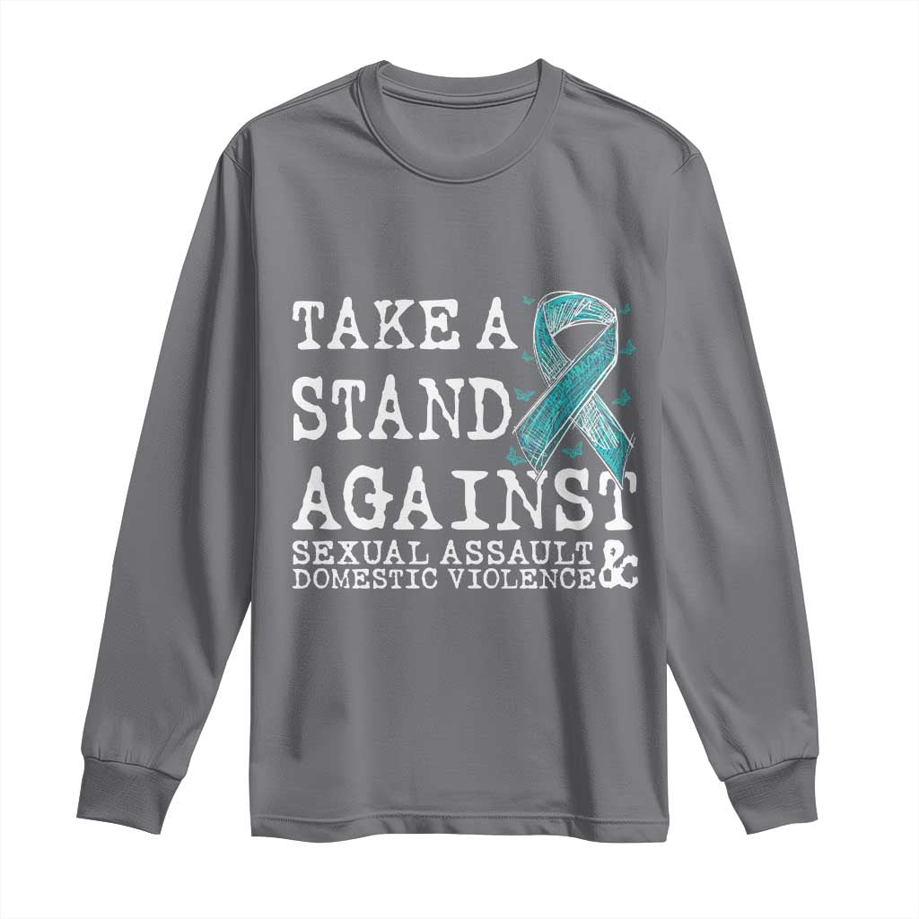Sexual Assault Prevention Support Long Sleeve Shirt Stand Against Sexual Assault & Domestic Violence
