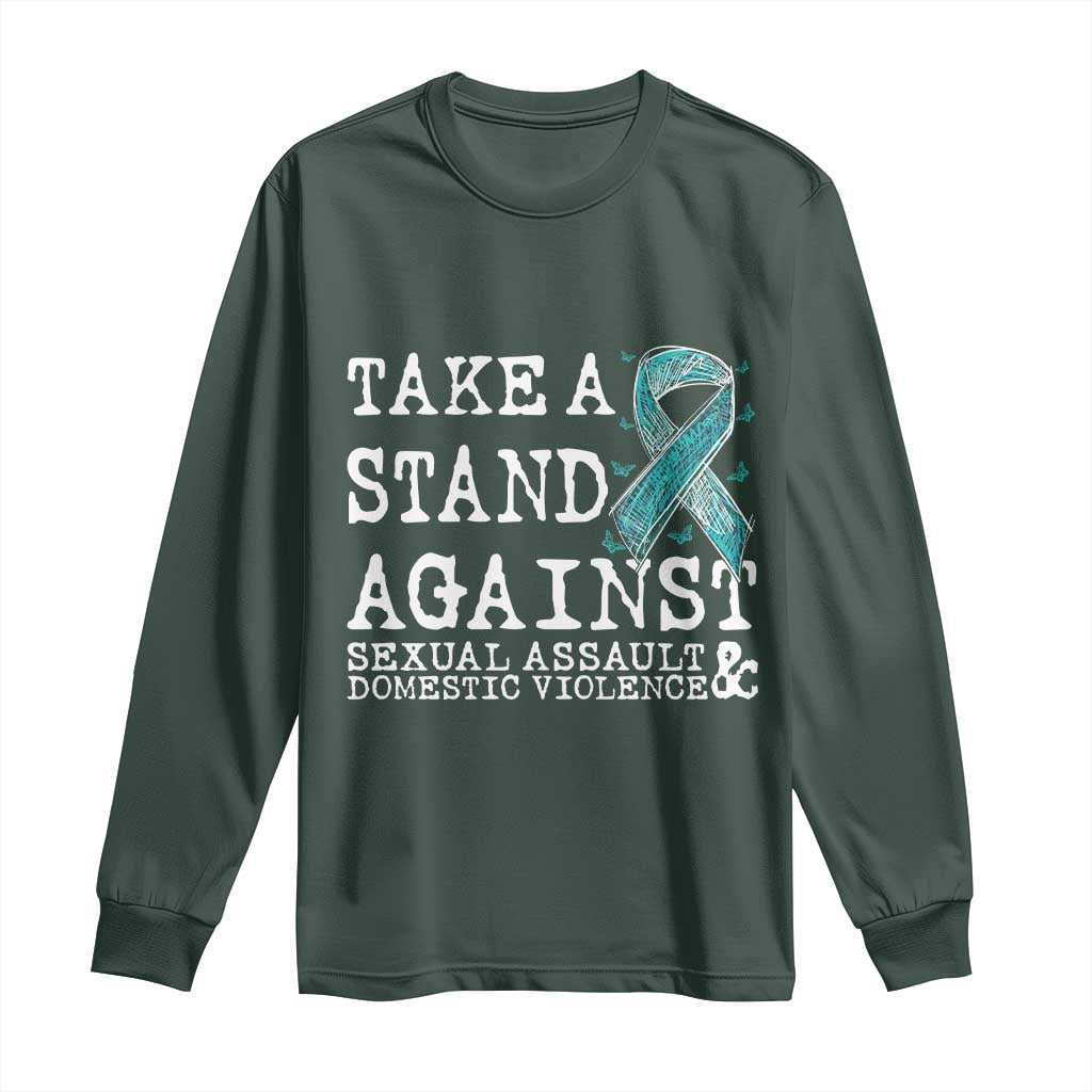 Sexual Assault Prevention Support Long Sleeve Shirt Stand Against Sexual Assault & Domestic Violence