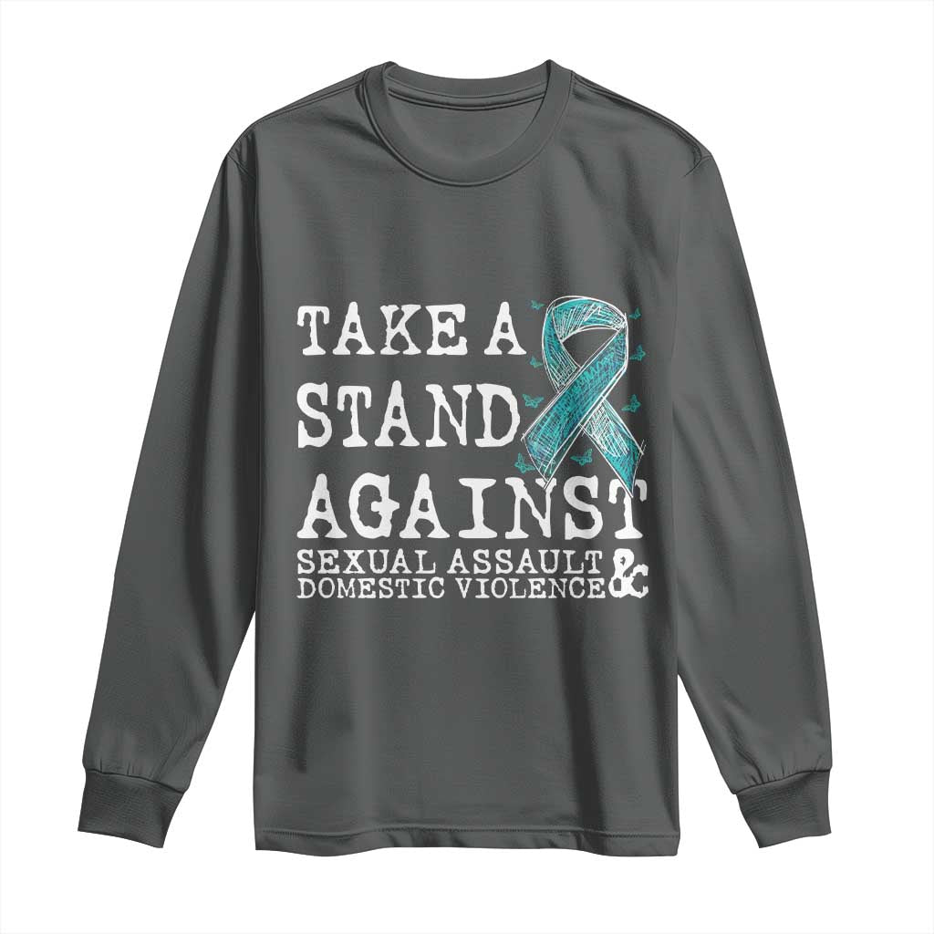 Sexual Assault Prevention Support Long Sleeve Shirt Stand Against Sexual Assault & Domestic Violence