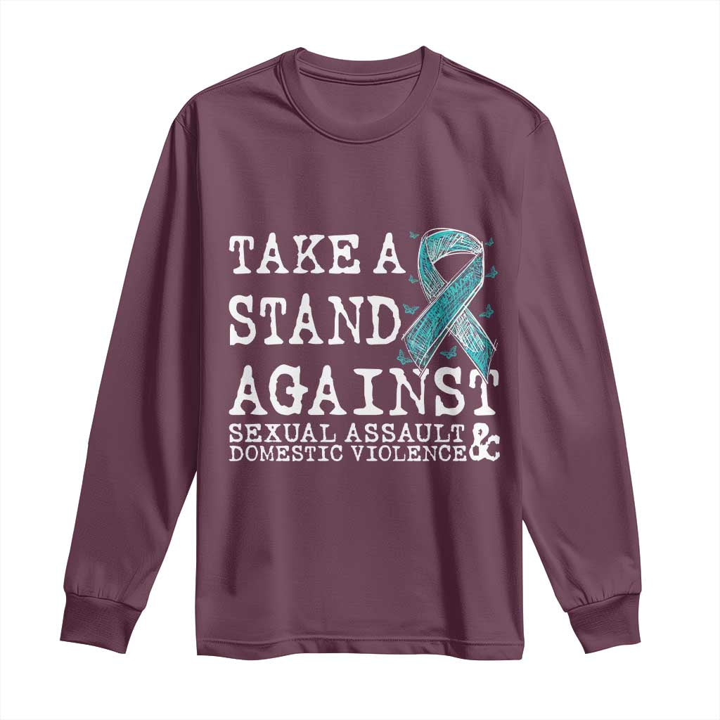 Sexual Assault Prevention Support Long Sleeve Shirt Stand Against Sexual Assault & Domestic Violence