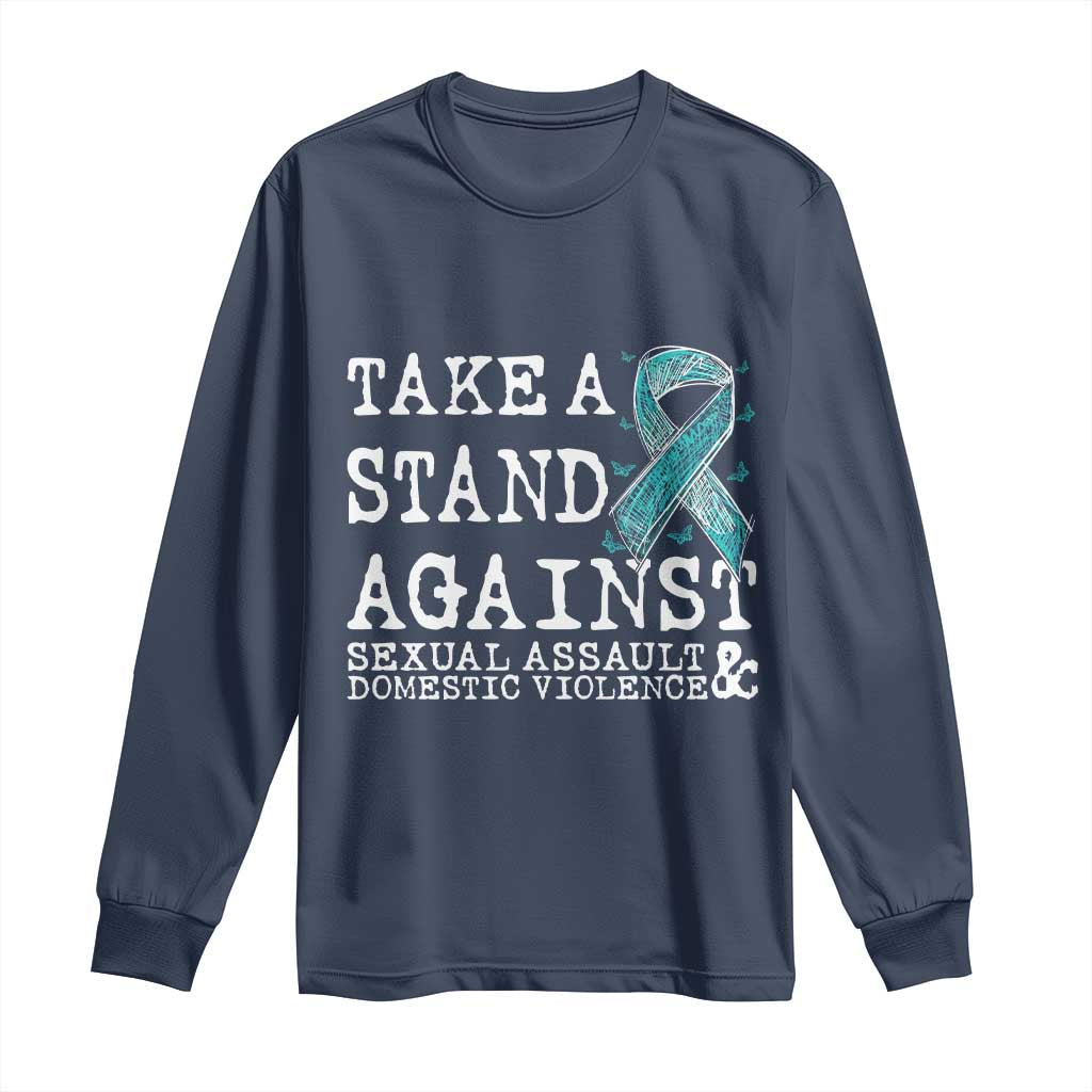 Sexual Assault Prevention Support Long Sleeve Shirt Stand Against Sexual Assault & Domestic Violence