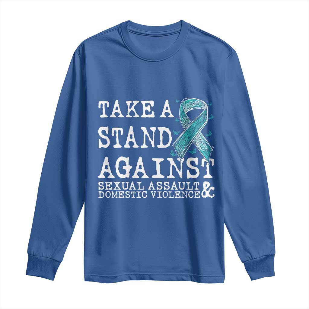 Sexual Assault Prevention Support Long Sleeve Shirt Stand Against Sexual Assault & Domestic Violence