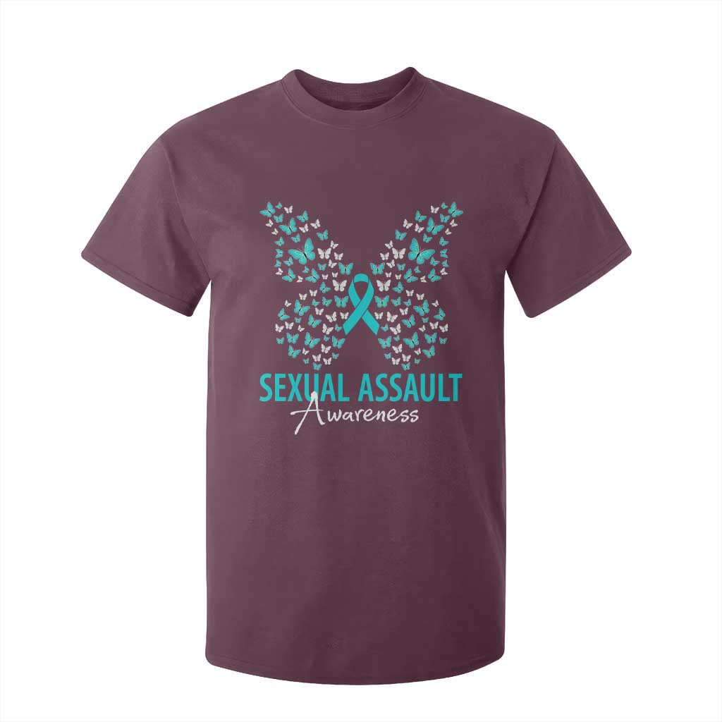 Sexual Assault Prevention Support T Shirt For Kid Butterfly Ribbon