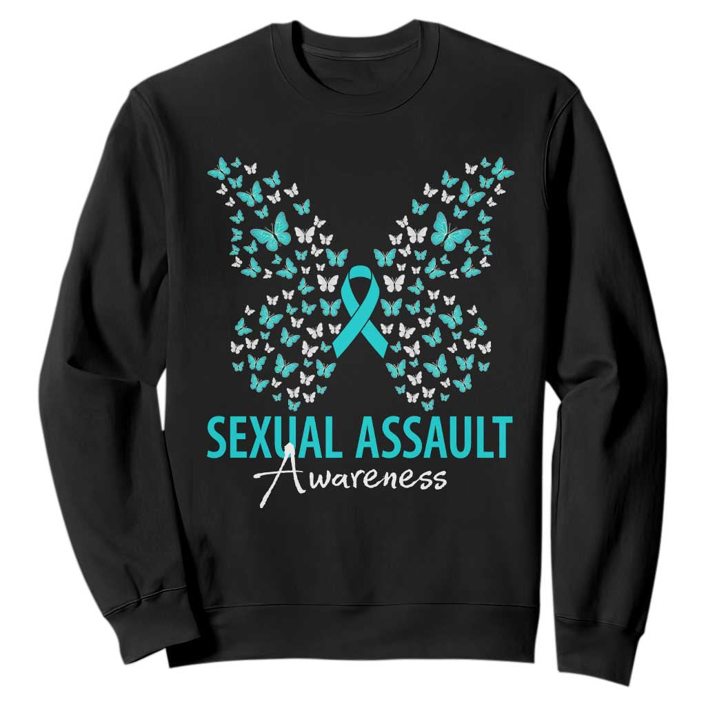 Sexual Assault Prevention Support Sweatshirt Butterfly Ribbon