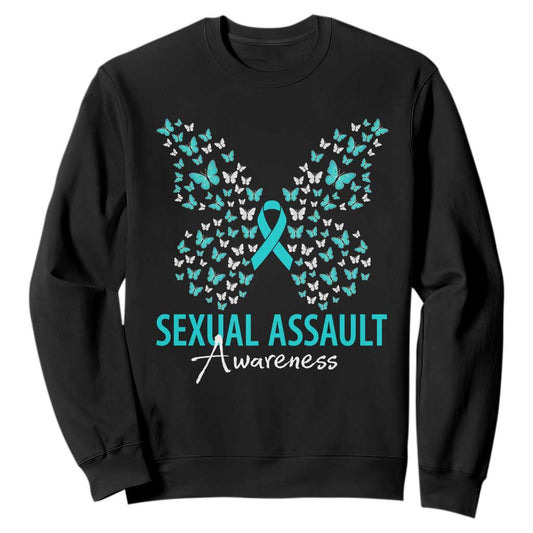 Sexual Assault Prevention Support Sweatshirt Butterfly Ribbon