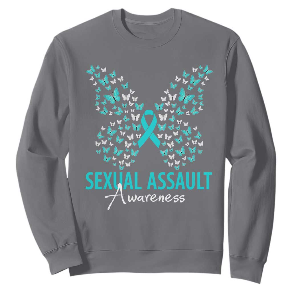 Sexual Assault Prevention Support Sweatshirt Butterfly Ribbon