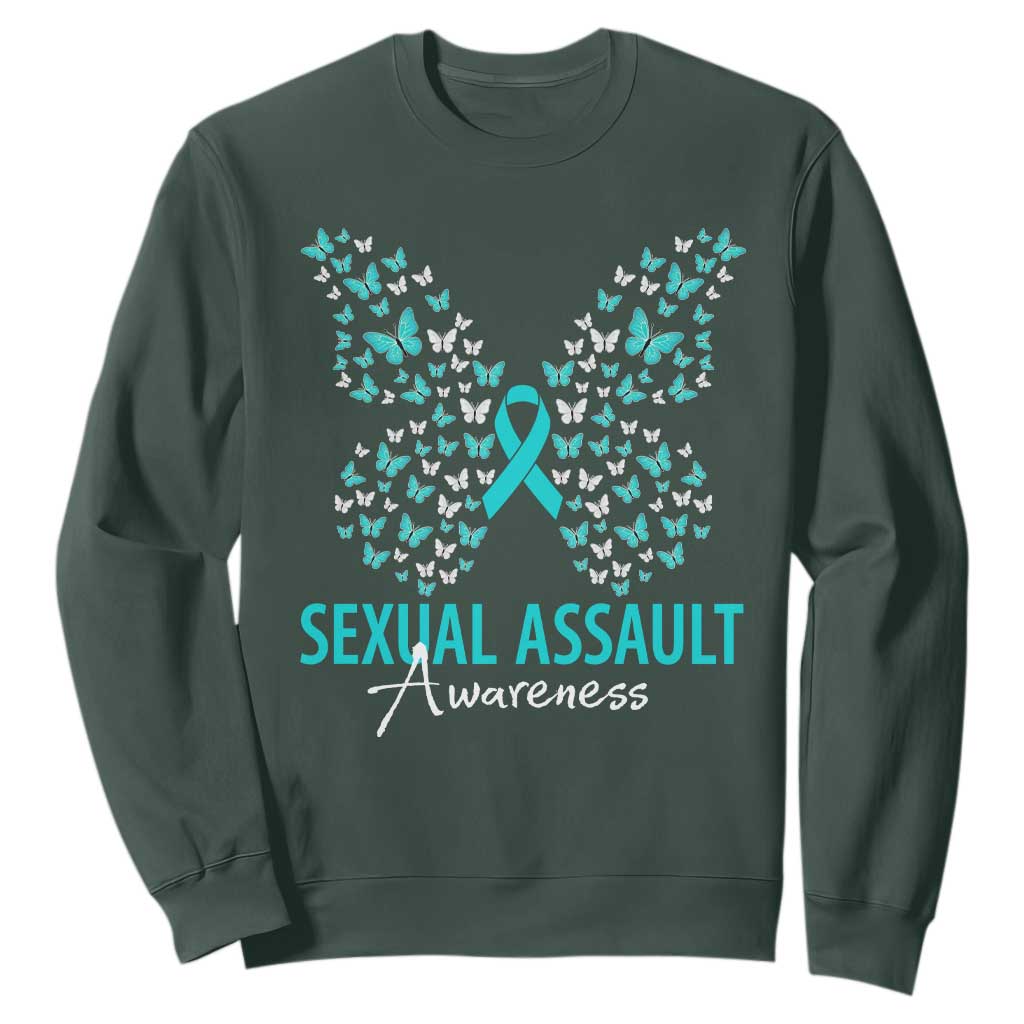 Sexual Assault Prevention Support Sweatshirt Butterfly Ribbon