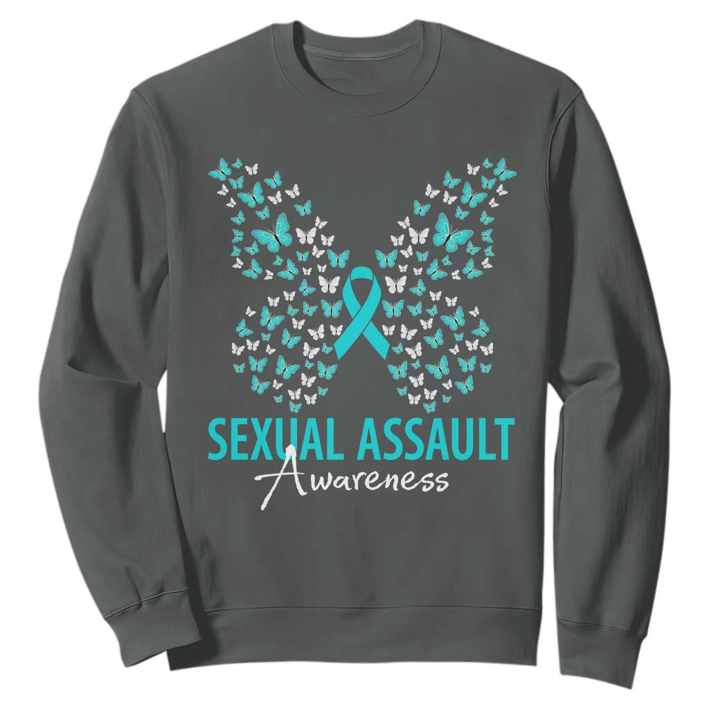 Sexual Assault Prevention Support Sweatshirt Butterfly Ribbon