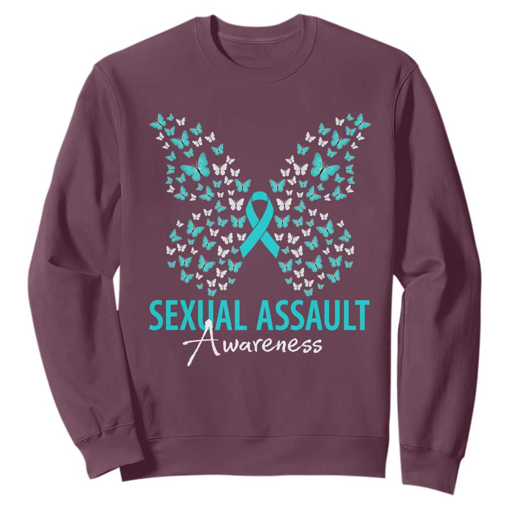 Sexual Assault Prevention Support Sweatshirt Butterfly Ribbon