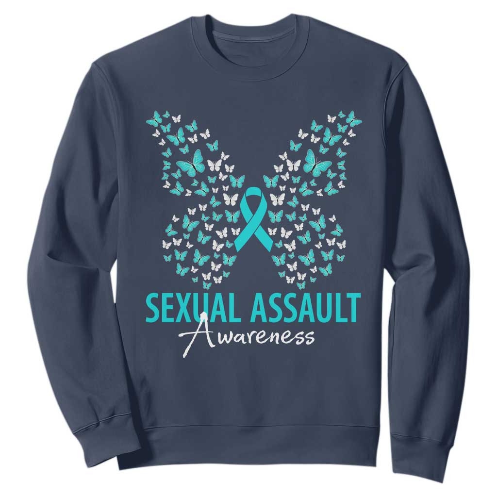 Sexual Assault Prevention Support Sweatshirt Butterfly Ribbon