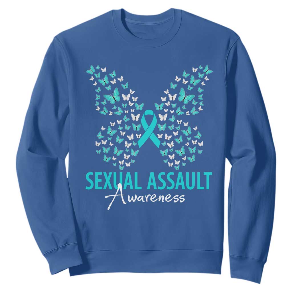 Sexual Assault Prevention Support Sweatshirt Butterfly Ribbon