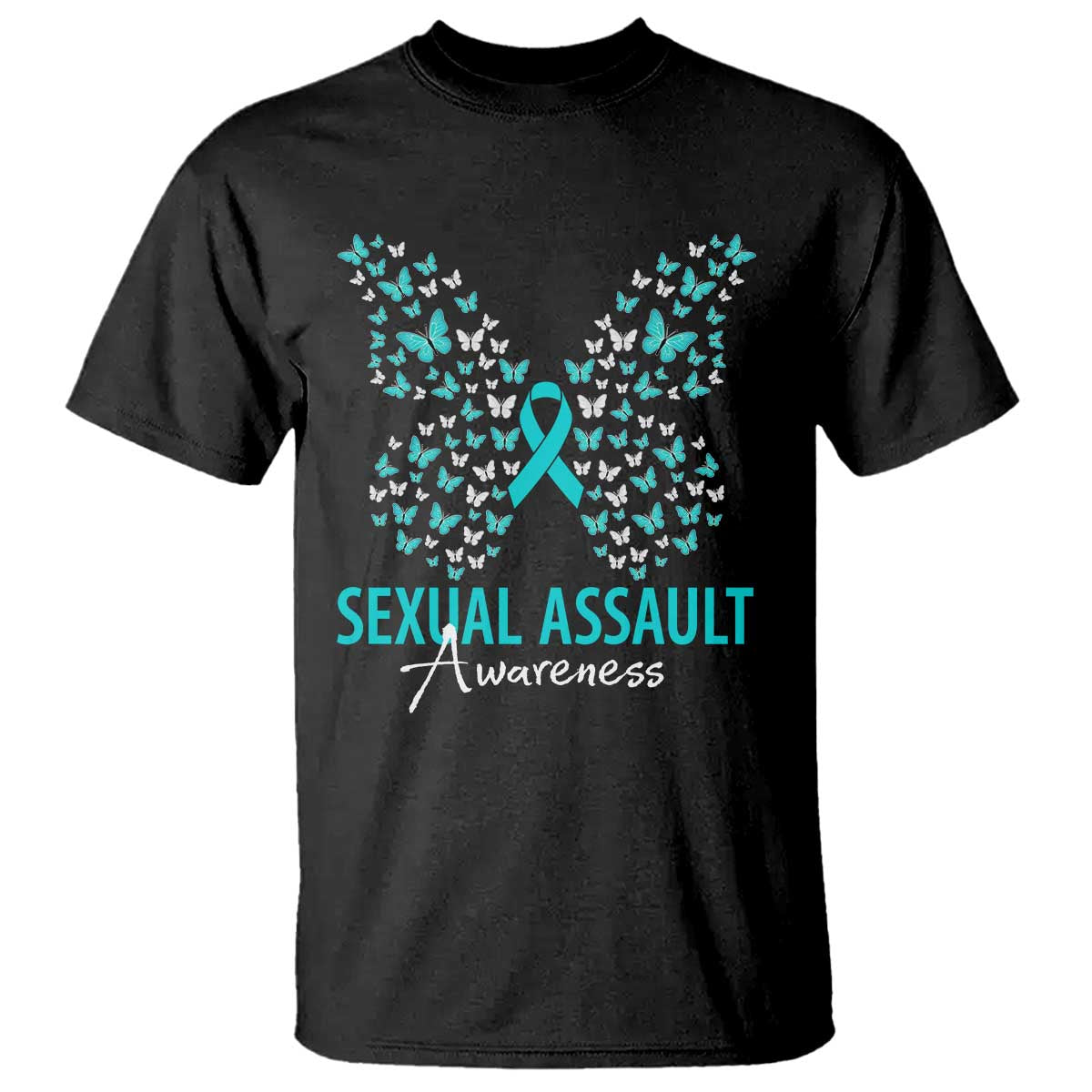 Sexual Assault Prevention Support T Shirt Butterfly Ribbon