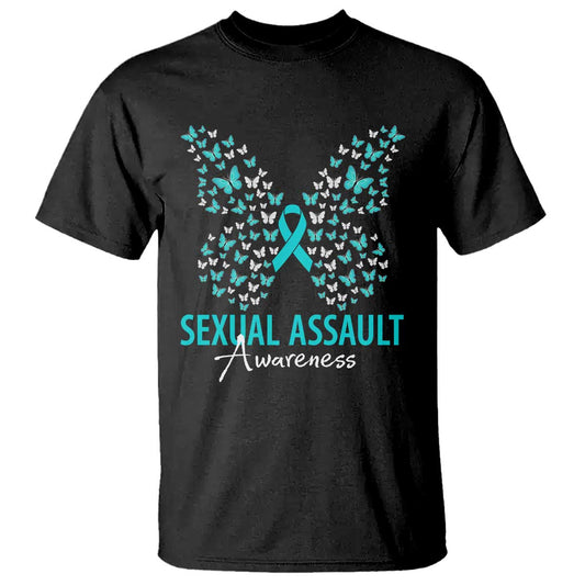 Sexual Assault Prevention Support T Shirt Butterfly Ribbon