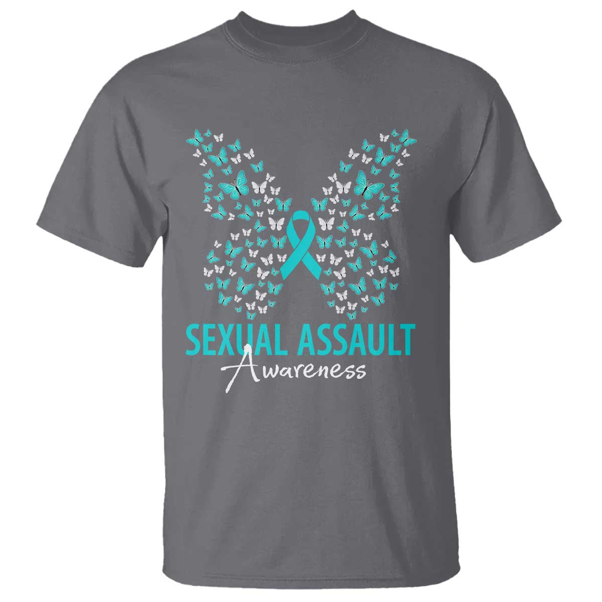 Sexual Assault Prevention Support T Shirt Butterfly Ribbon