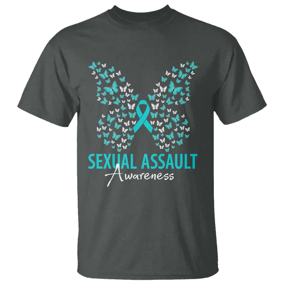 Sexual Assault Prevention Support T Shirt Butterfly Ribbon