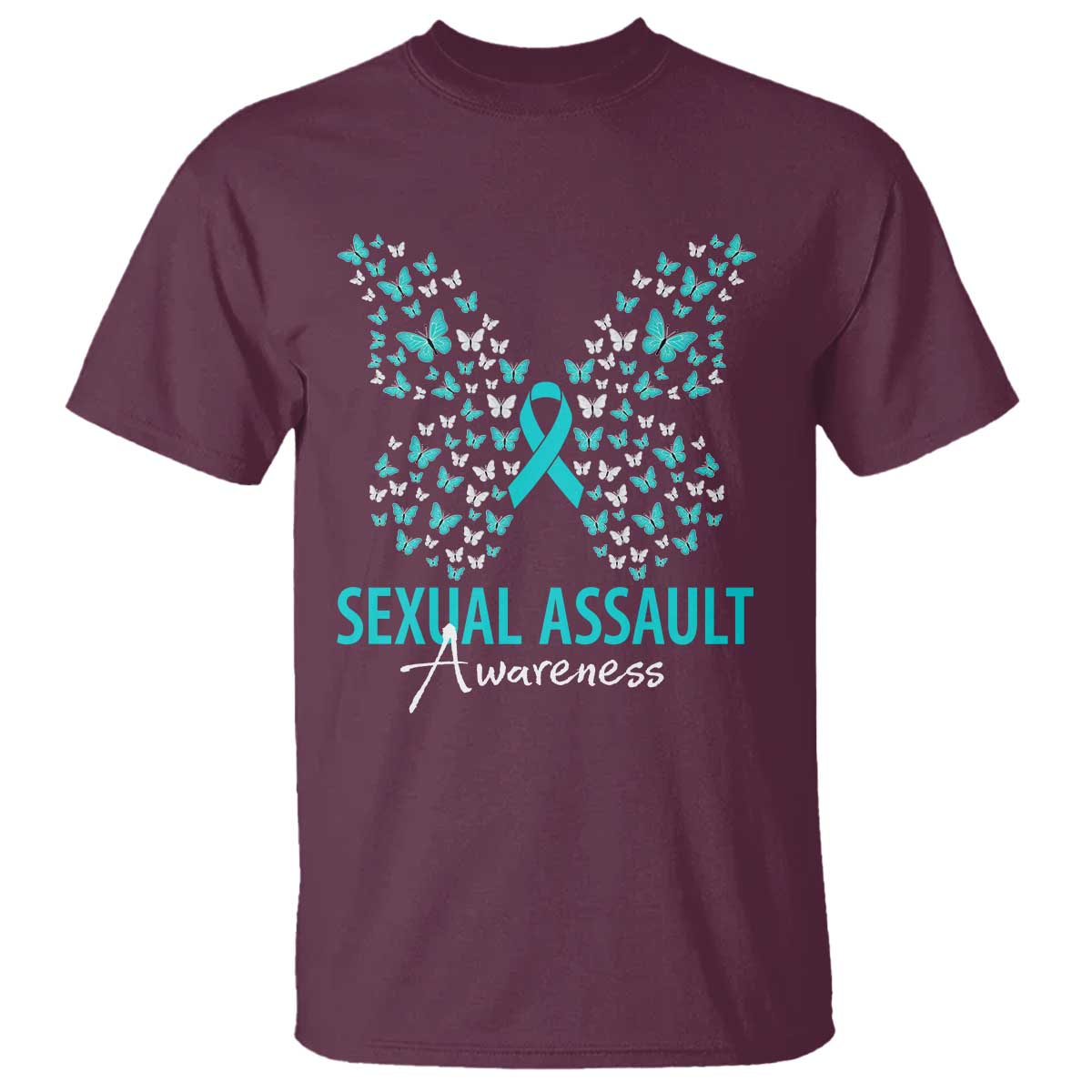 Sexual Assault Prevention Support T Shirt Butterfly Ribbon