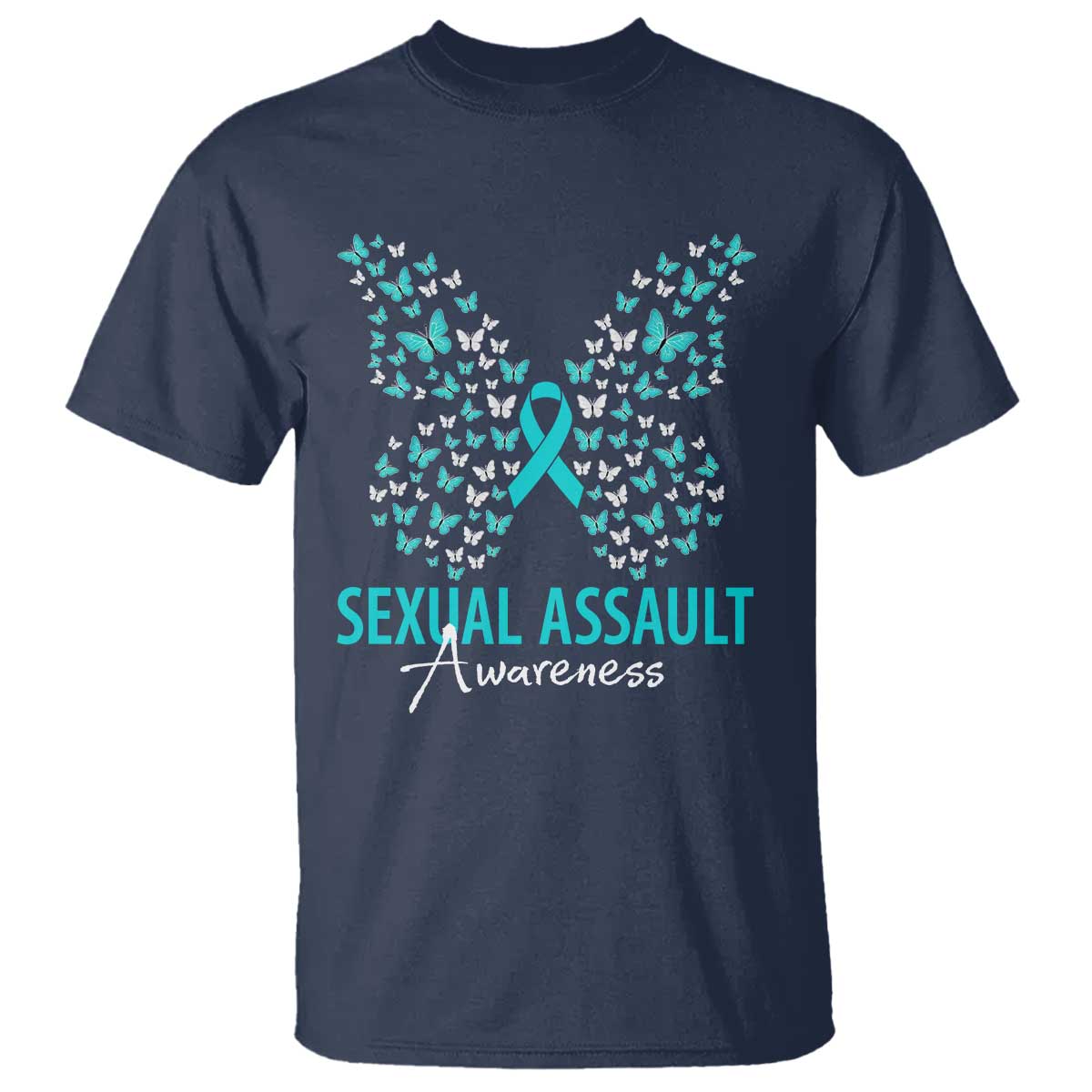 Sexual Assault Prevention Support T Shirt Butterfly Ribbon