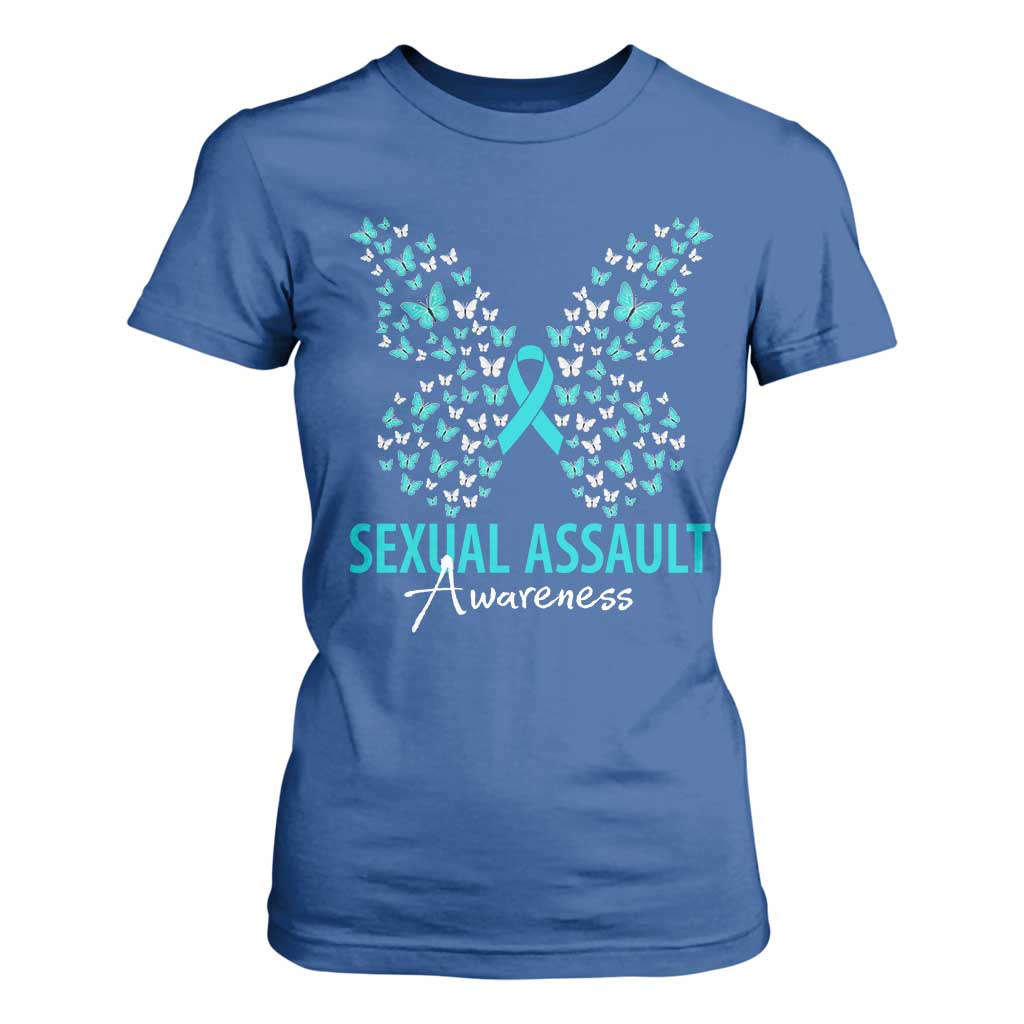 Sexual Assault Prevention Support T Shirt For Women Butterfly Ribbon