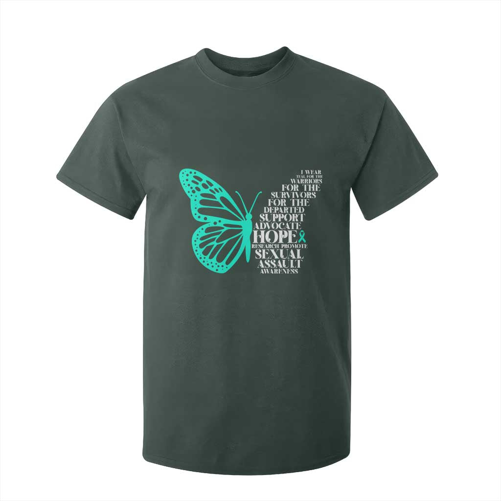 I Wear Teal For Sexual Assault Prevention Support T Shirt For Kid