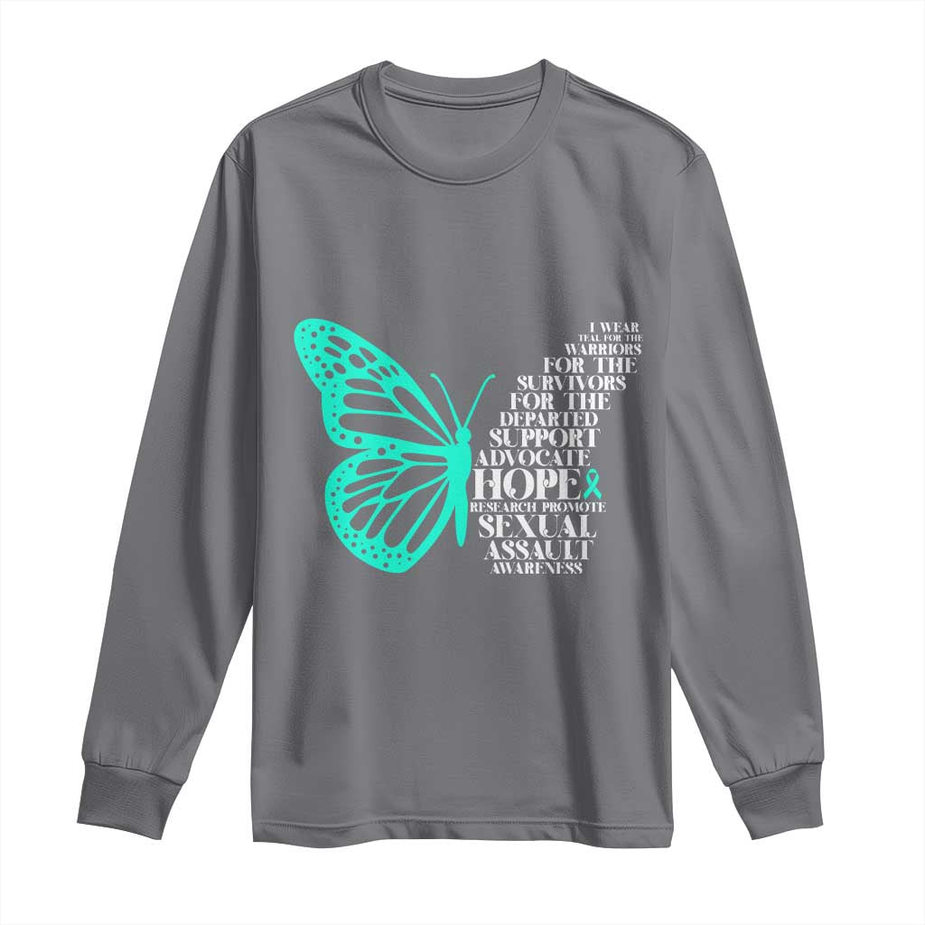 I Wear Teal For Sexual Assault Prevention Support Long Sleeve Shirt