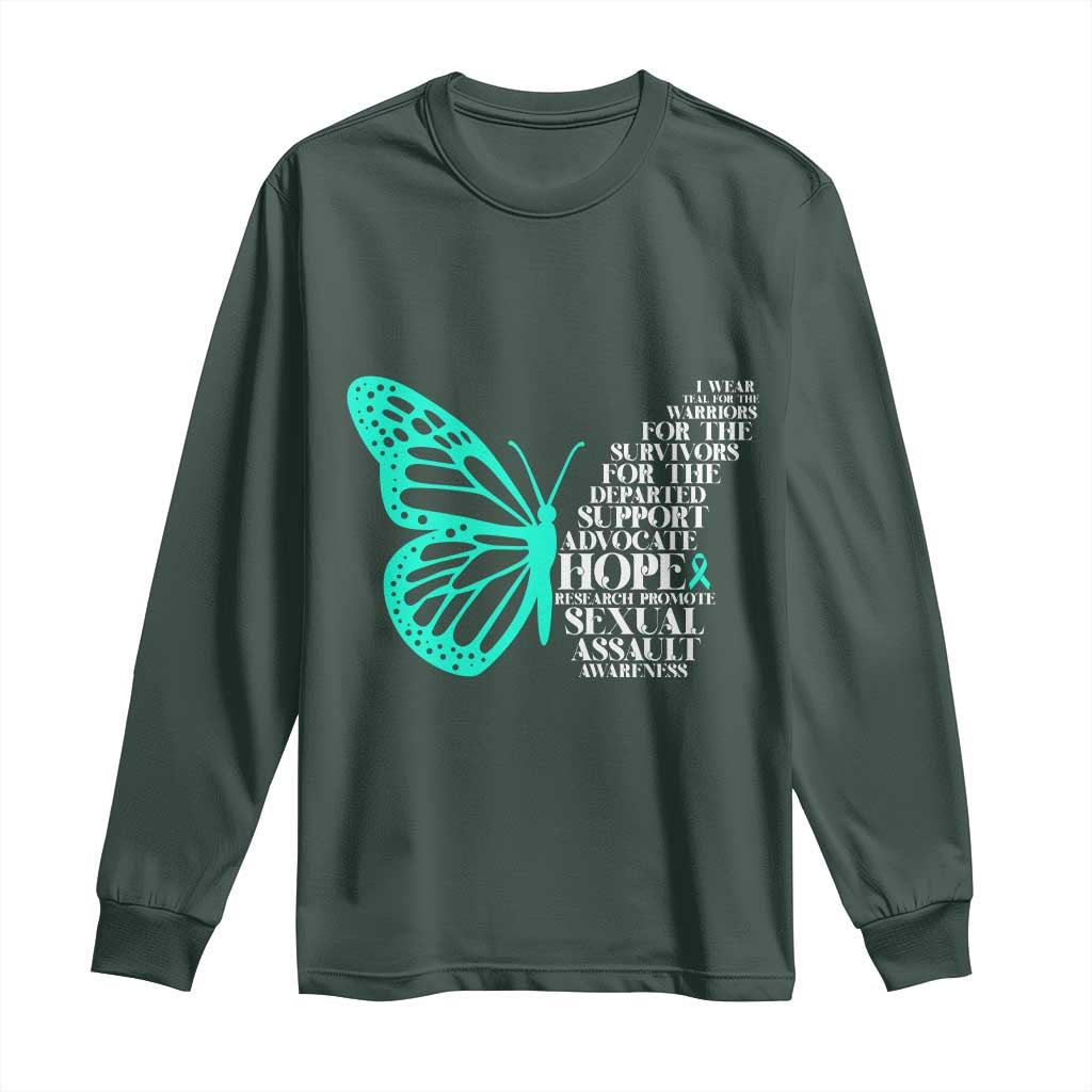 I Wear Teal For Sexual Assault Prevention Support Long Sleeve Shirt