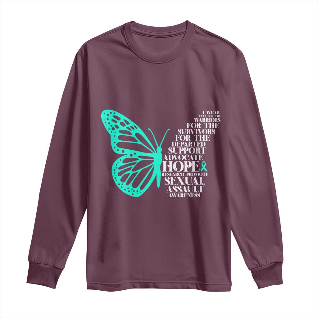 I Wear Teal For Sexual Assault Prevention Support Long Sleeve Shirt