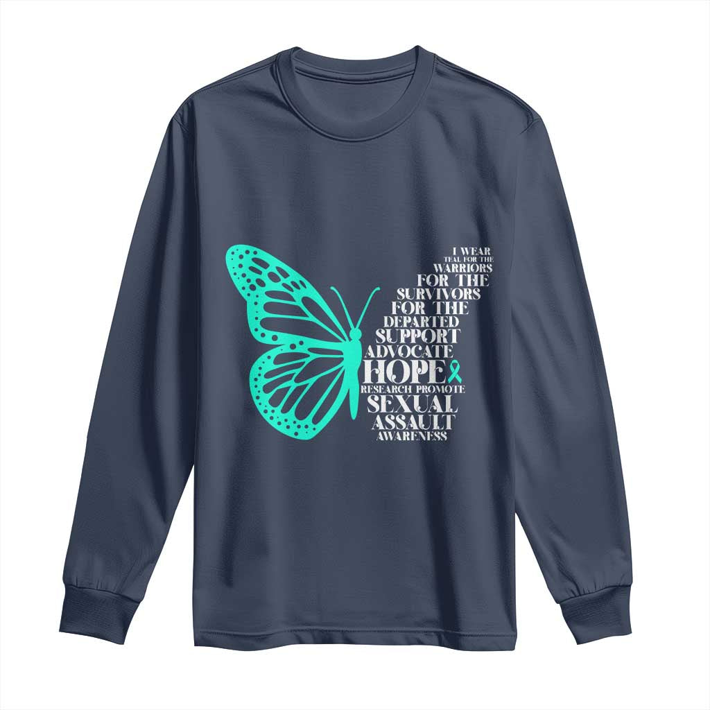 I Wear Teal For Sexual Assault Prevention Support Long Sleeve Shirt