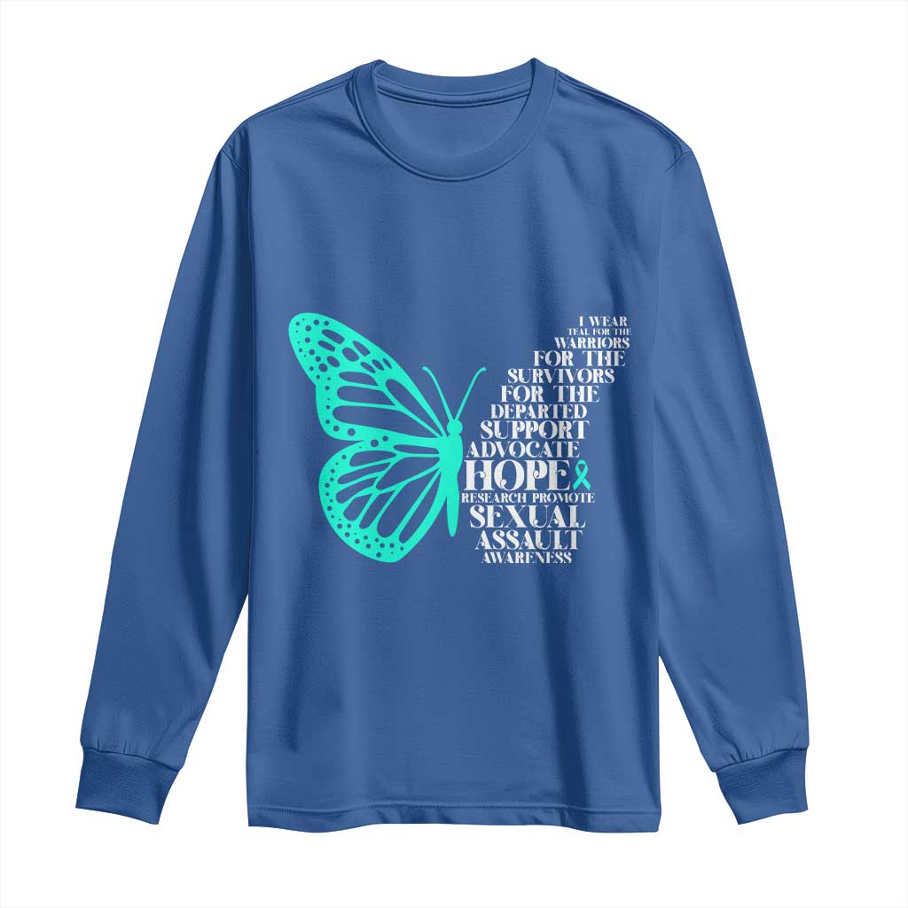 I Wear Teal For Sexual Assault Prevention Support Long Sleeve Shirt