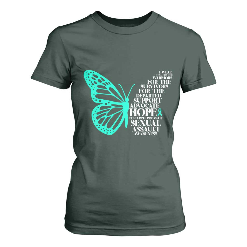 I Wear Teal For Sexual Assault Prevention Support T Shirt For Women