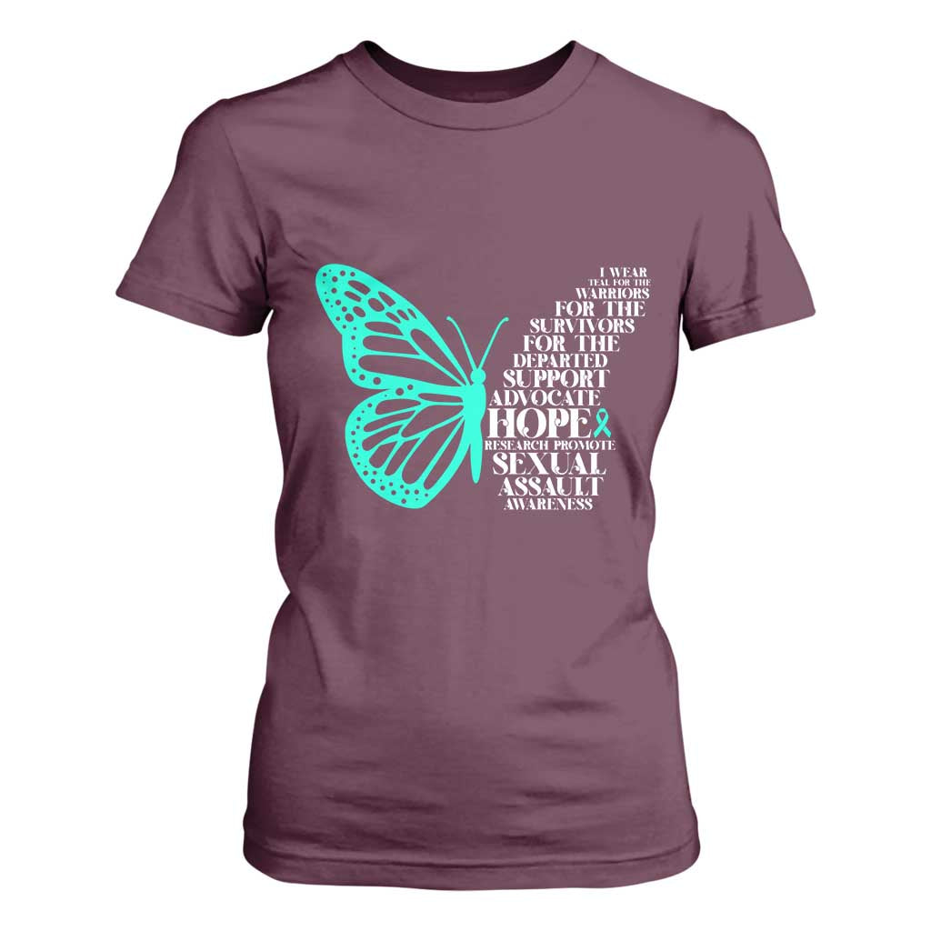 I Wear Teal For Sexual Assault Prevention Support T Shirt For Women