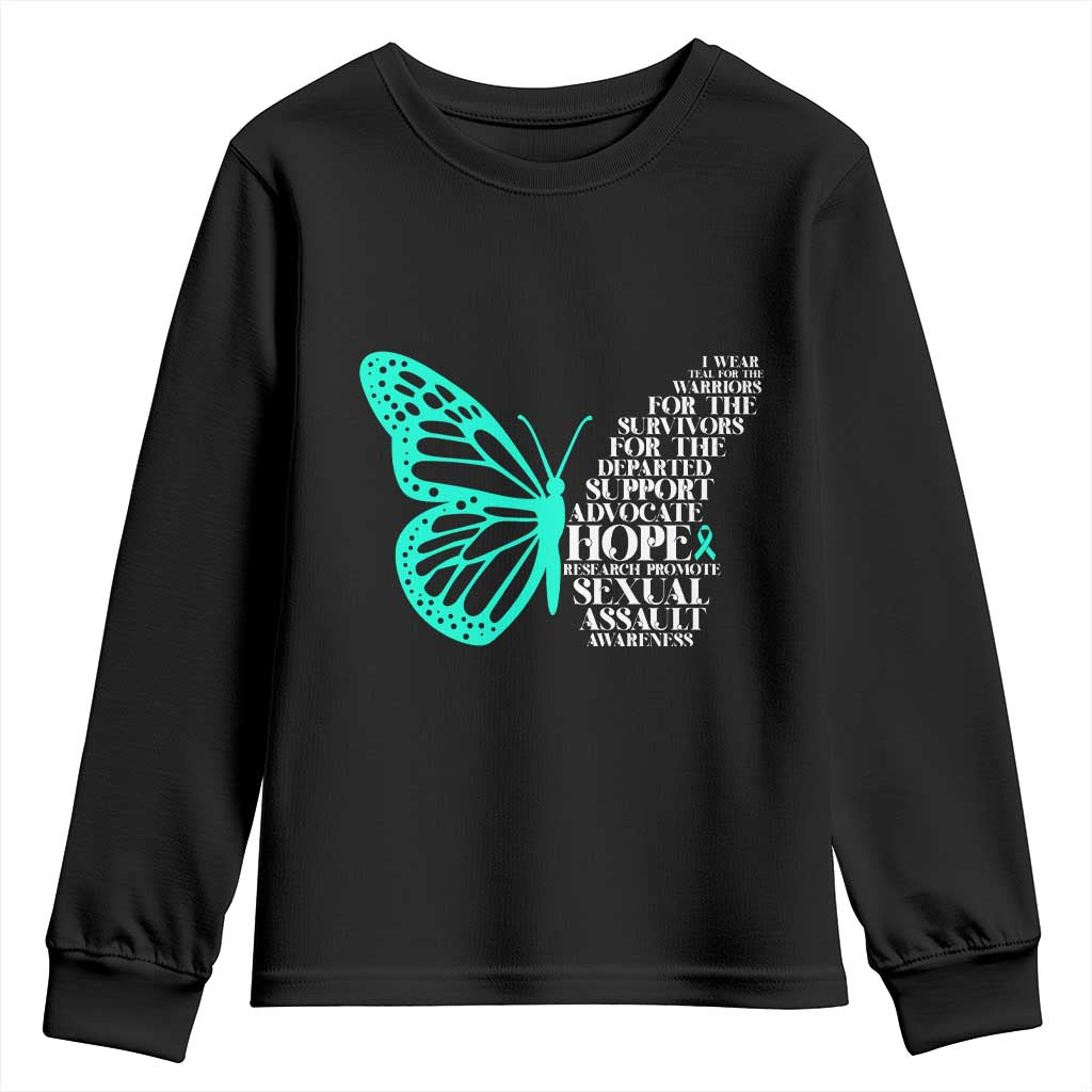 I Wear Teal For Sexual Assault Prevention Support Youth Sweatshirt