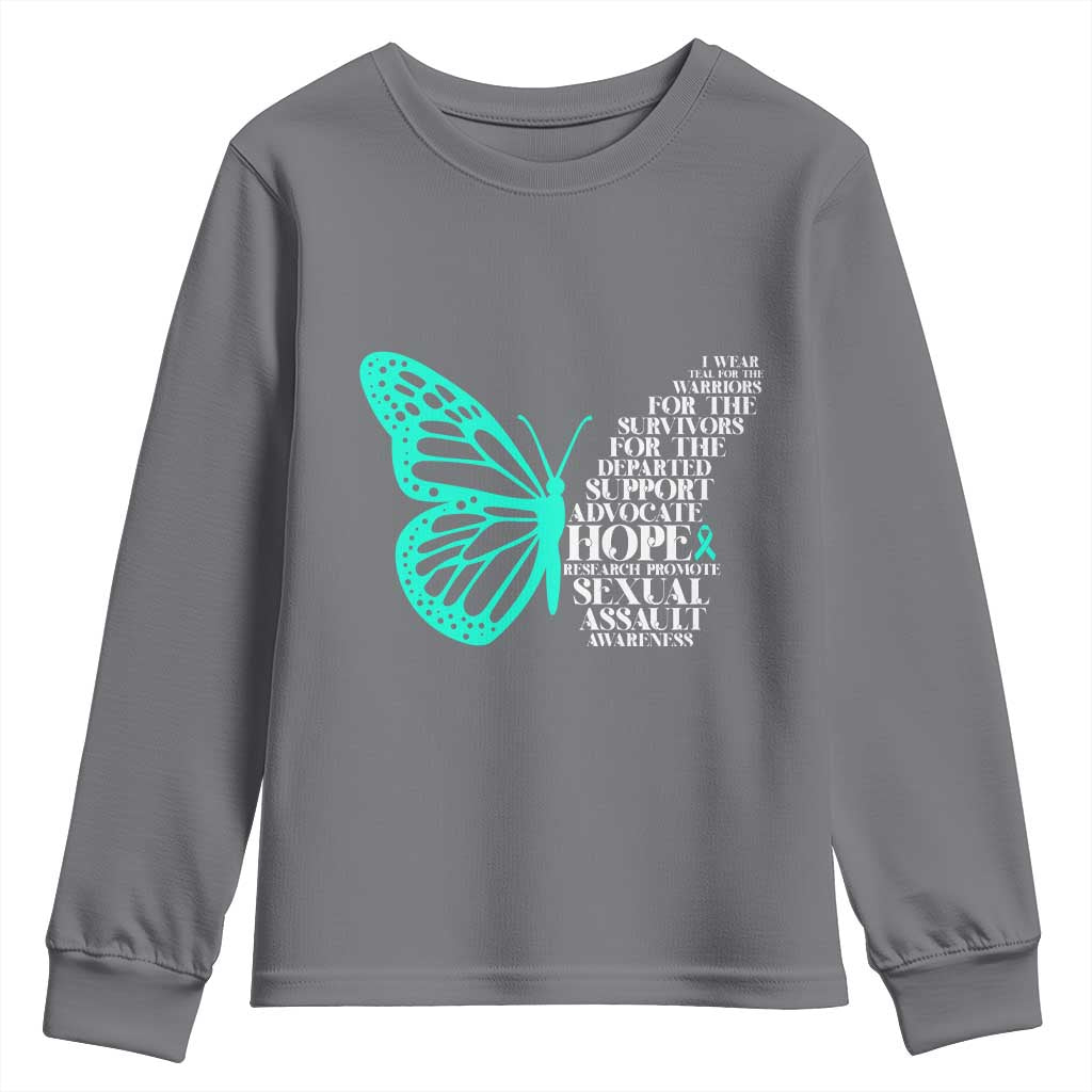 I Wear Teal For Sexual Assault Prevention Support Youth Sweatshirt