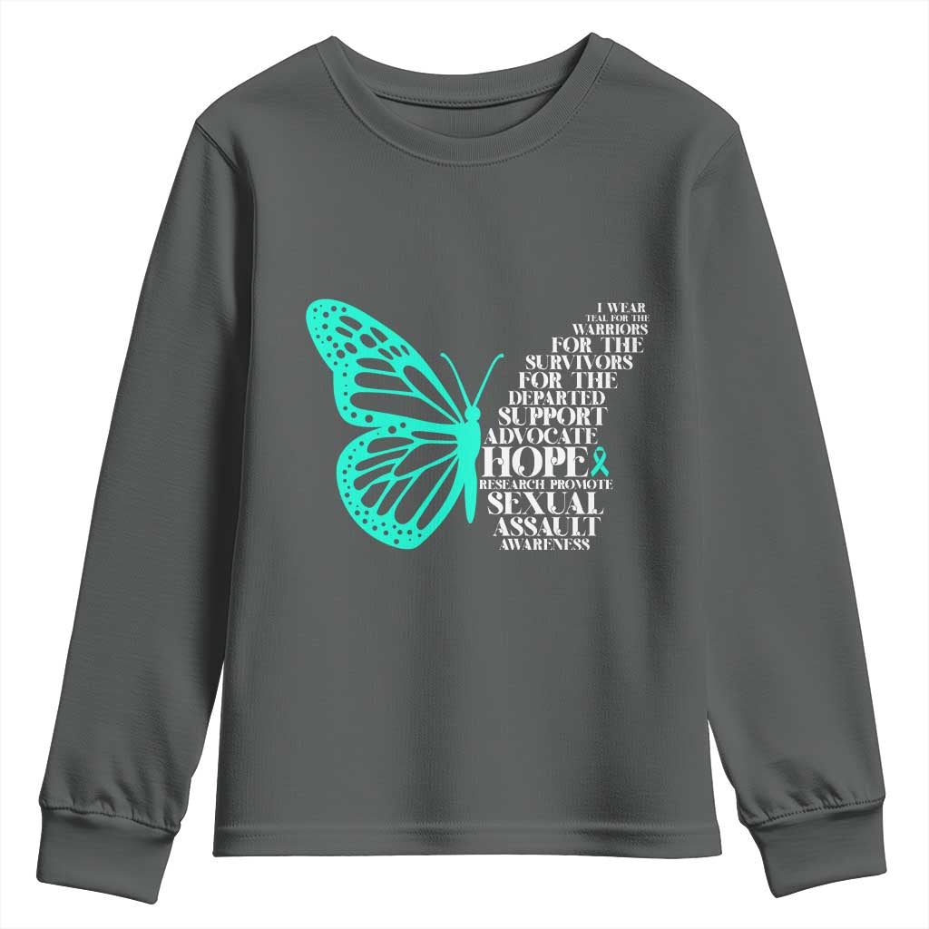 I Wear Teal For Sexual Assault Prevention Support Youth Sweatshirt