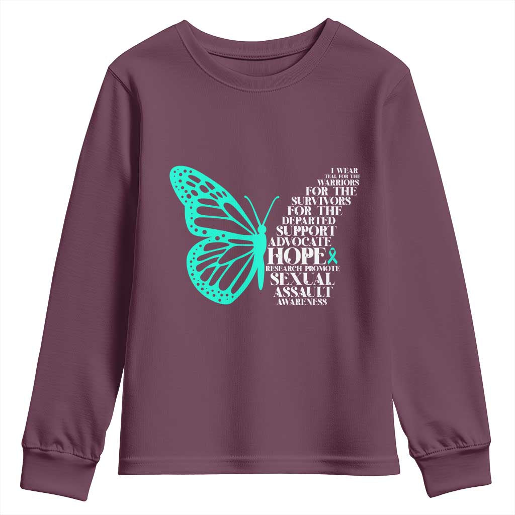 I Wear Teal For Sexual Assault Prevention Support Youth Sweatshirt