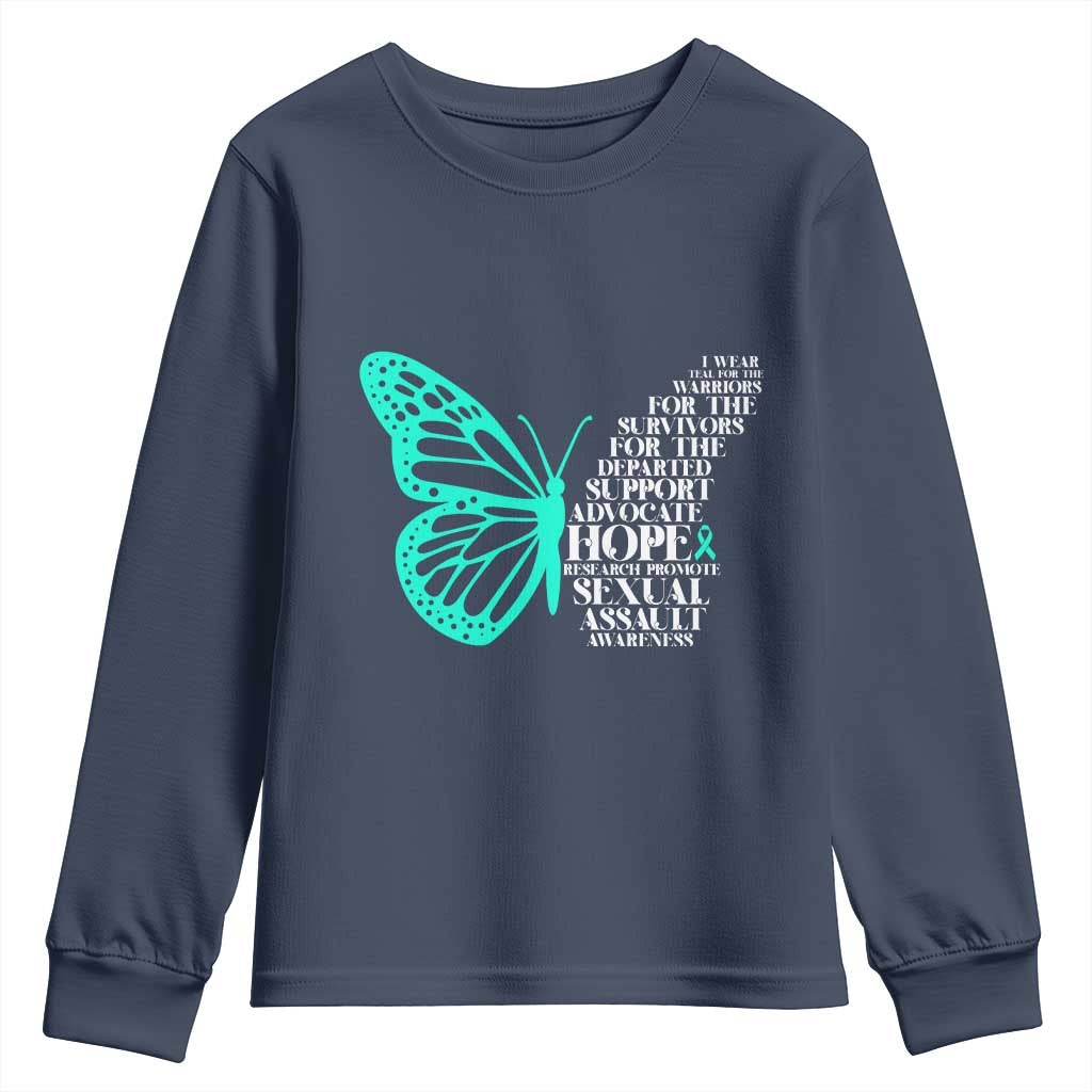 I Wear Teal For Sexual Assault Prevention Support Youth Sweatshirt