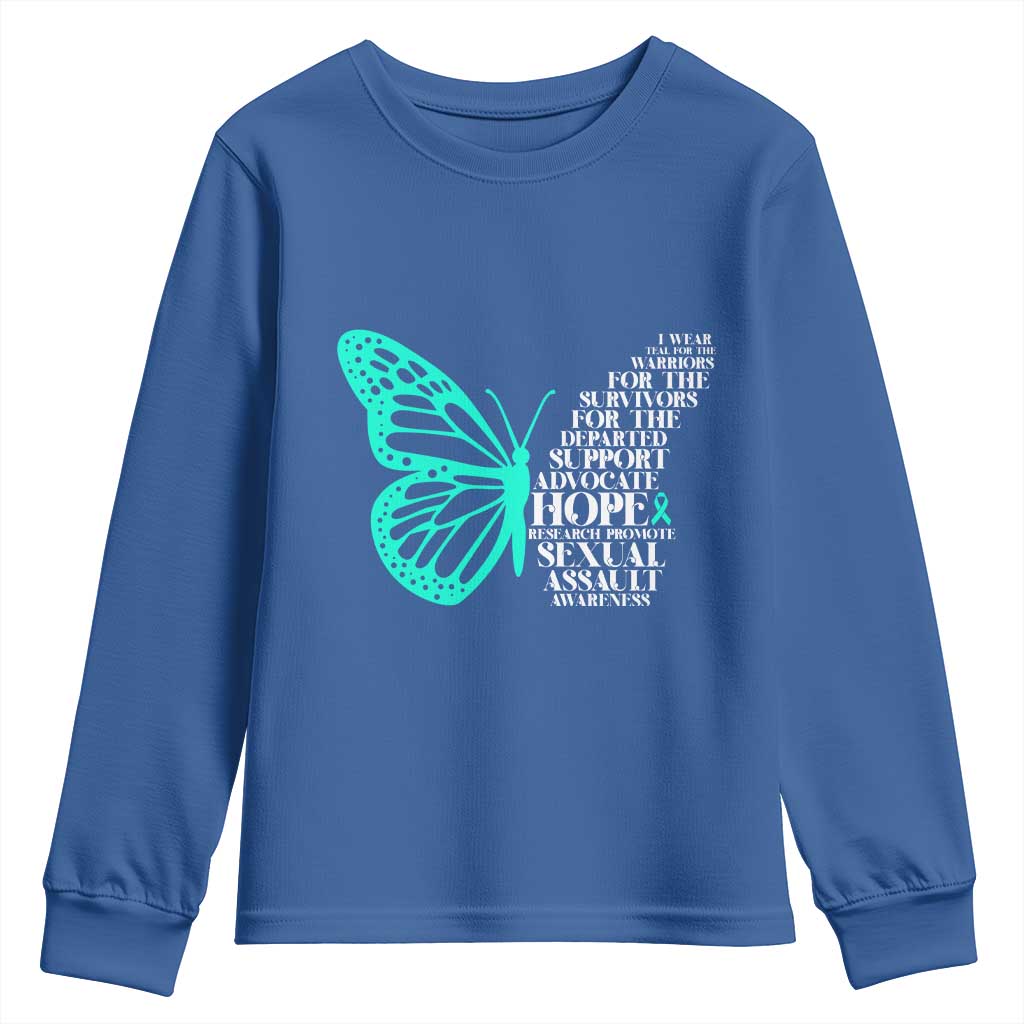 I Wear Teal For Sexual Assault Prevention Support Youth Sweatshirt
