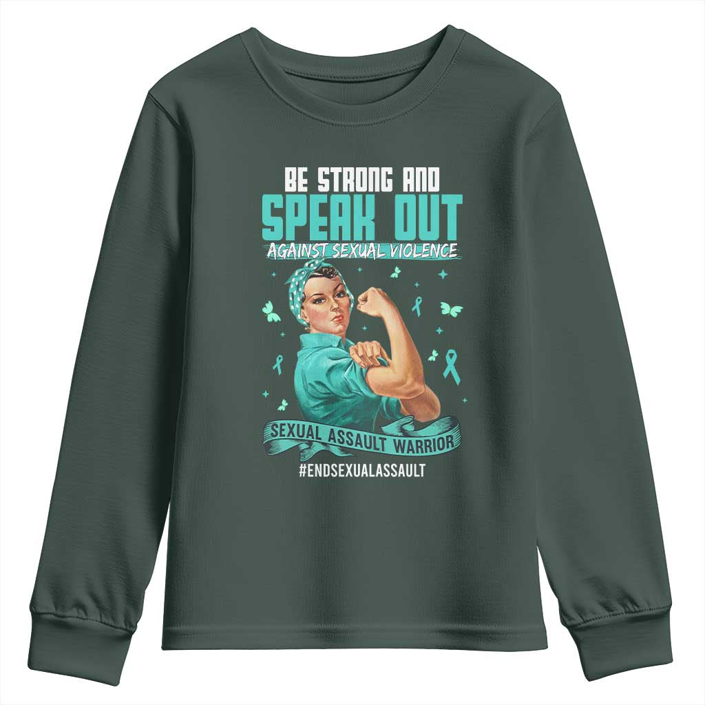 Sexual Assault Prevention Support Youth Sweatshirt Be Strong And Speak Out Against Sexual Violence