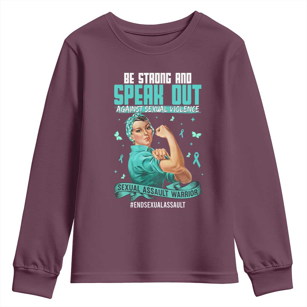 Sexual Assault Prevention Support Youth Sweatshirt Be Strong And Speak Out Against Sexual Violence