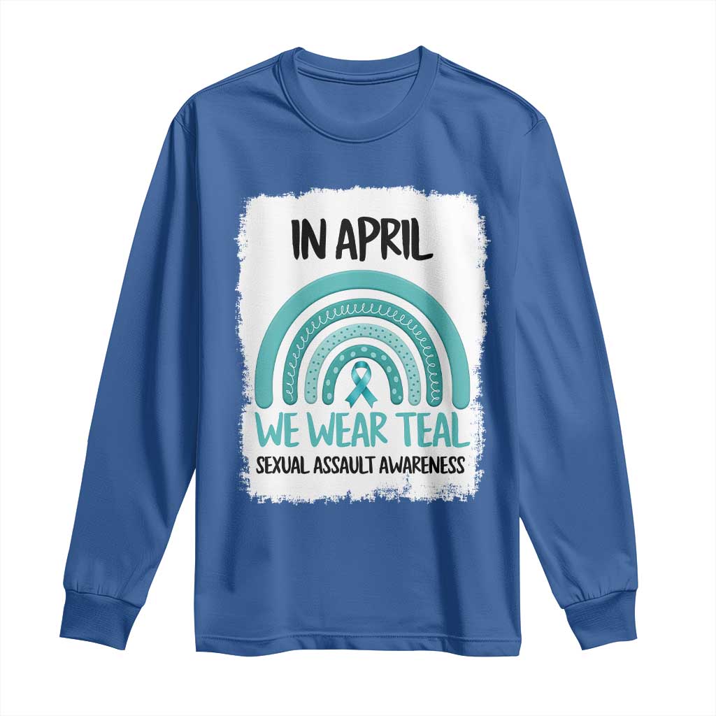 Sexual Assault Prevention Support Long Sleeve Shirt In April We Wear Teal Ribbon