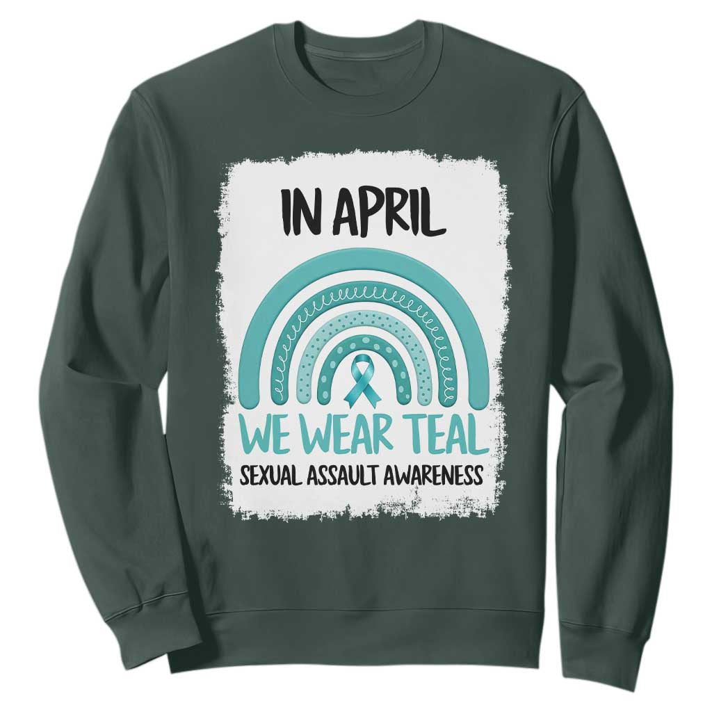 Sexual Assault Prevention Support Sweatshirt In April We Wear Teal Ribbon