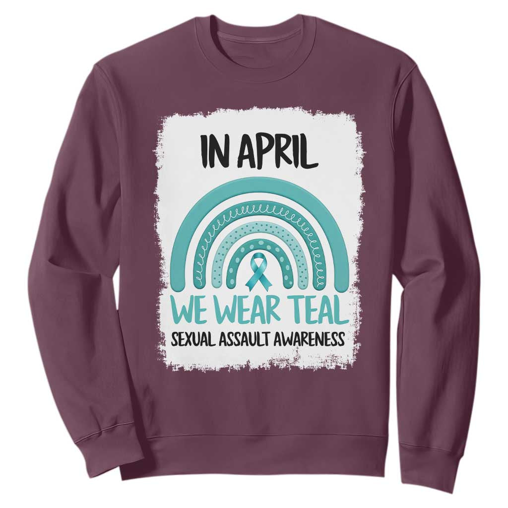 Sexual Assault Prevention Support Sweatshirt In April We Wear Teal Ribbon
