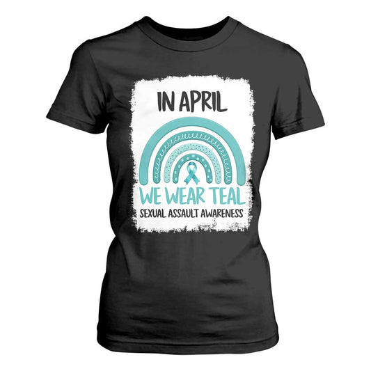 Sexual Assault Prevention Support T Shirt For Women In April We Wear Teal Ribbon