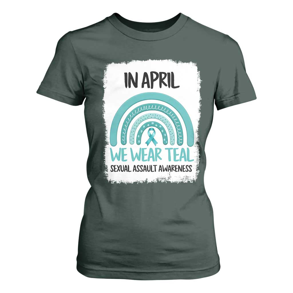 Sexual Assault Prevention Support T Shirt For Women In April We Wear Teal Ribbon
