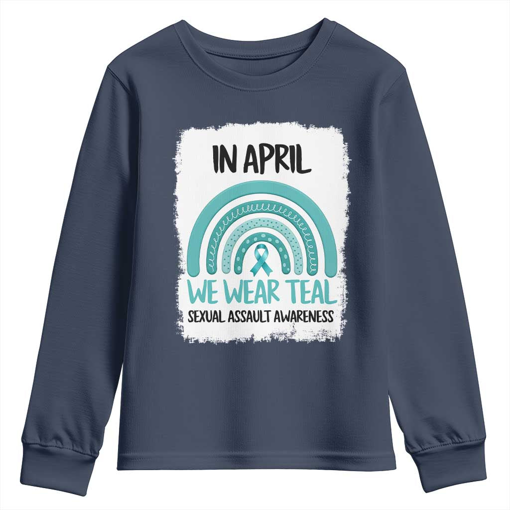 Sexual Assault Prevention Support Youth Sweatshirt In April We Wear Teal Ribbon